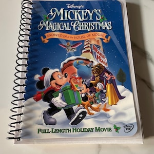 Disneys Mickeys Magical Christmas Movie DVD Upcycled Spiral Bound Notebook Notepad Journal Vintage Gift Ideas Nostalgia House of Mouse
