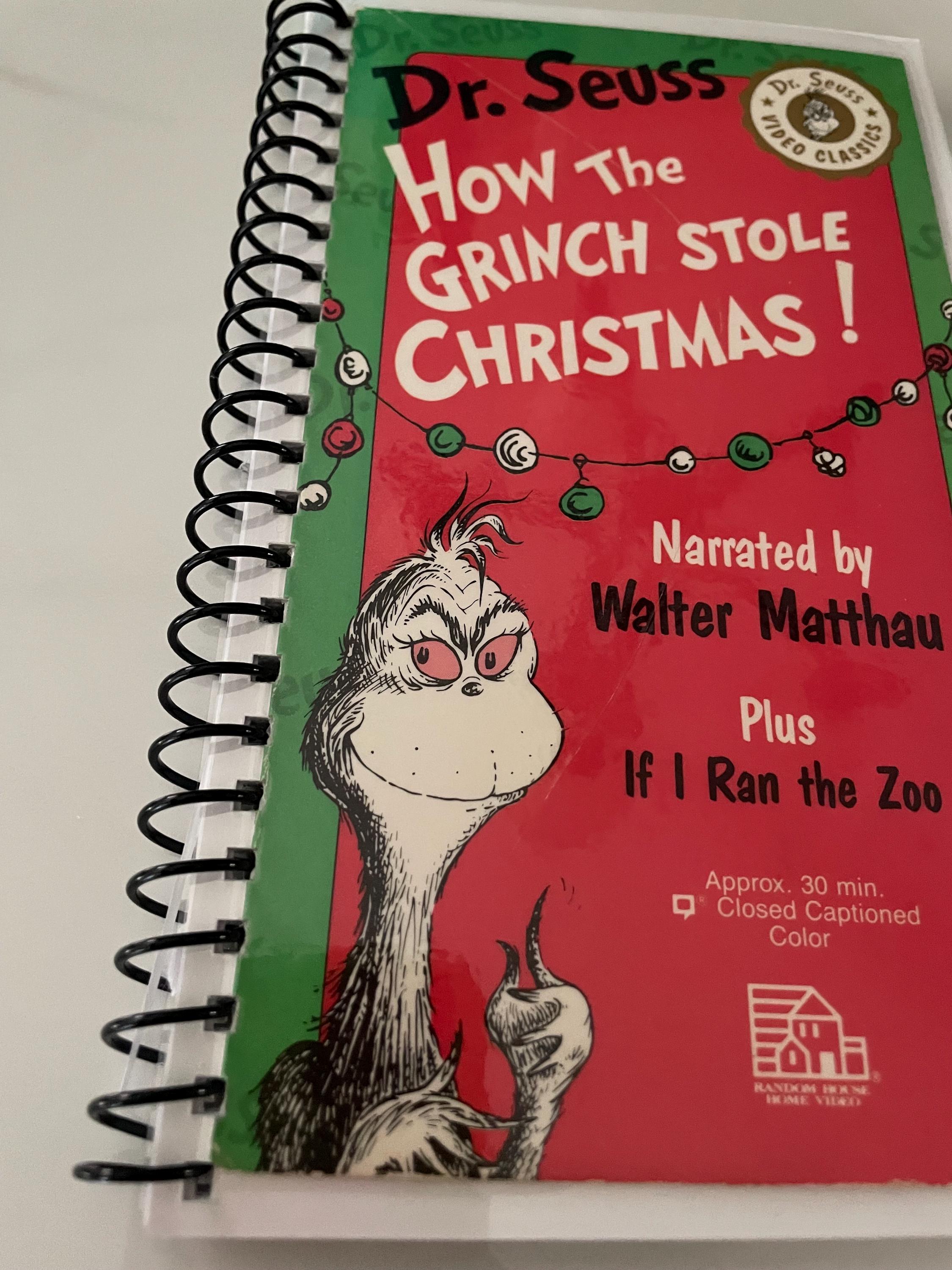 Grinch Notepad Dr Suess How the Grinch Stole Christmas Movie VHS Upcycled Spiral Bound ...