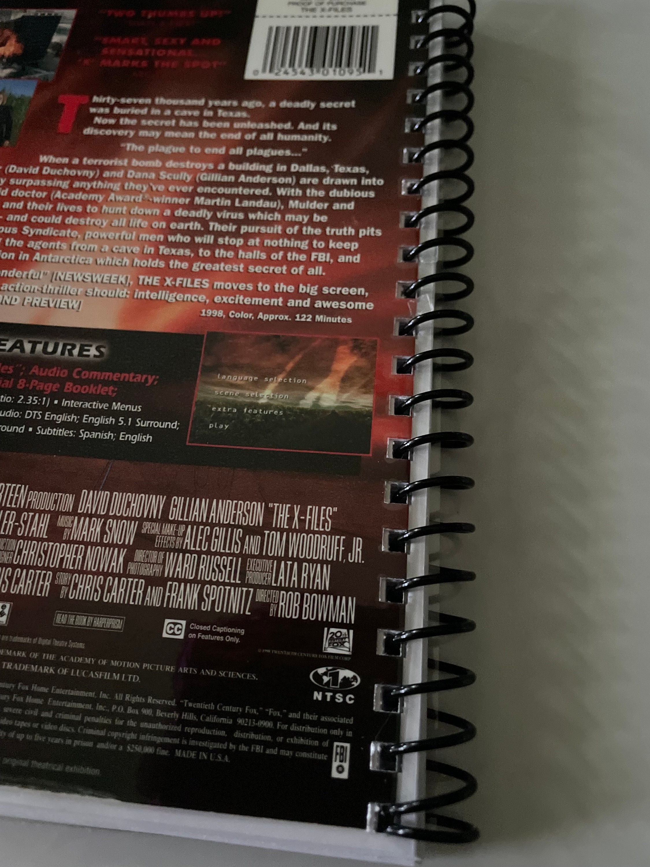 The X Files Movie DVD Upcycled Spiral Bound Notebook Notepad Journal ...
