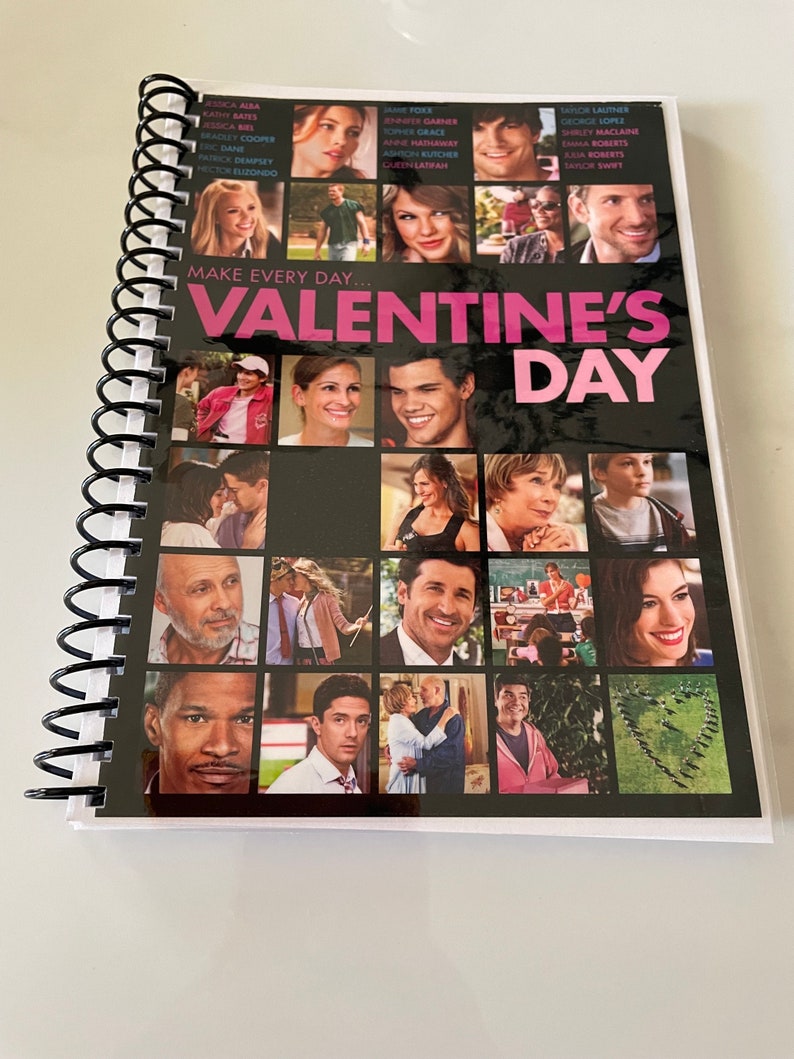 Valentines Day Movie DVD Upcycled Spiral Bound Notebook Journal Vintage Gift Ideas Taylor Swift image 1