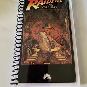 Indiana Jones Raiders of the Lost Ark Harrison Ford Movie VHS Video Upcycled Spiral Bound Notebook Journal Notepad Vintage Retro Nostalgia