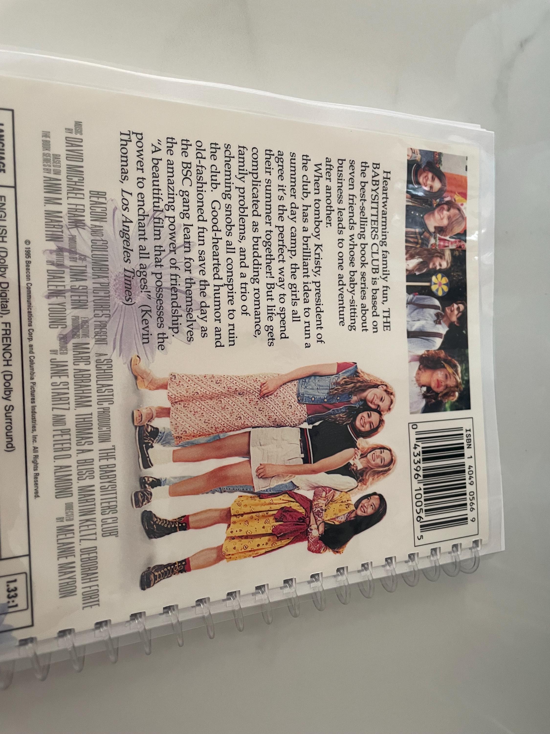The Babysitters Club Movie 90s DVD Upcycled Spiral Bound Notebook ...