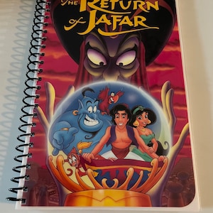 Disneys The Return of Jafar Aladdin Animated  Movie VHS Upcycled Spiral Bound Notebook Vintage Holiday Gift Ideas