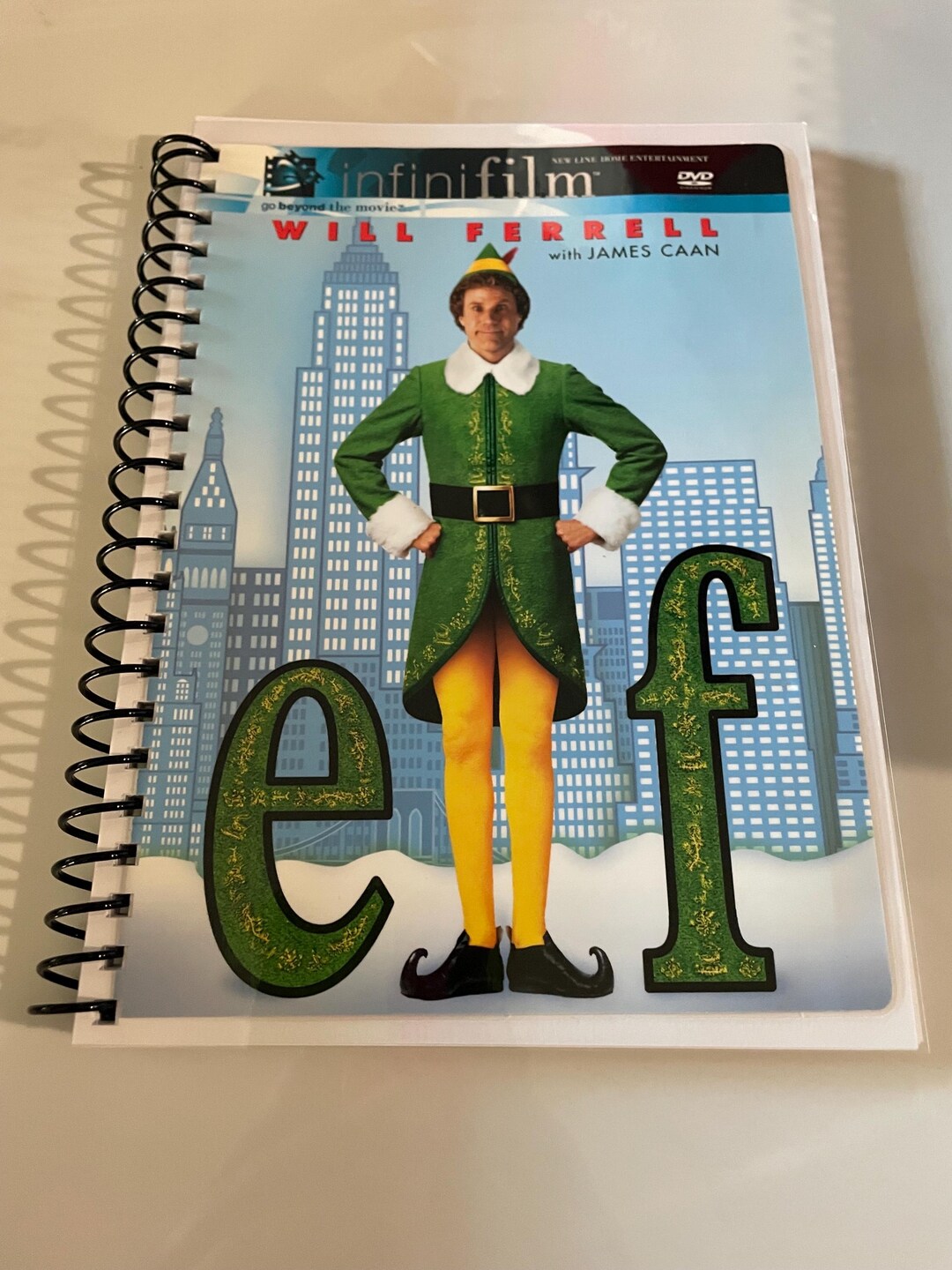Elf Movie DVD Upcycled Spiral Bound Notebook Journal Notepad Unique ...