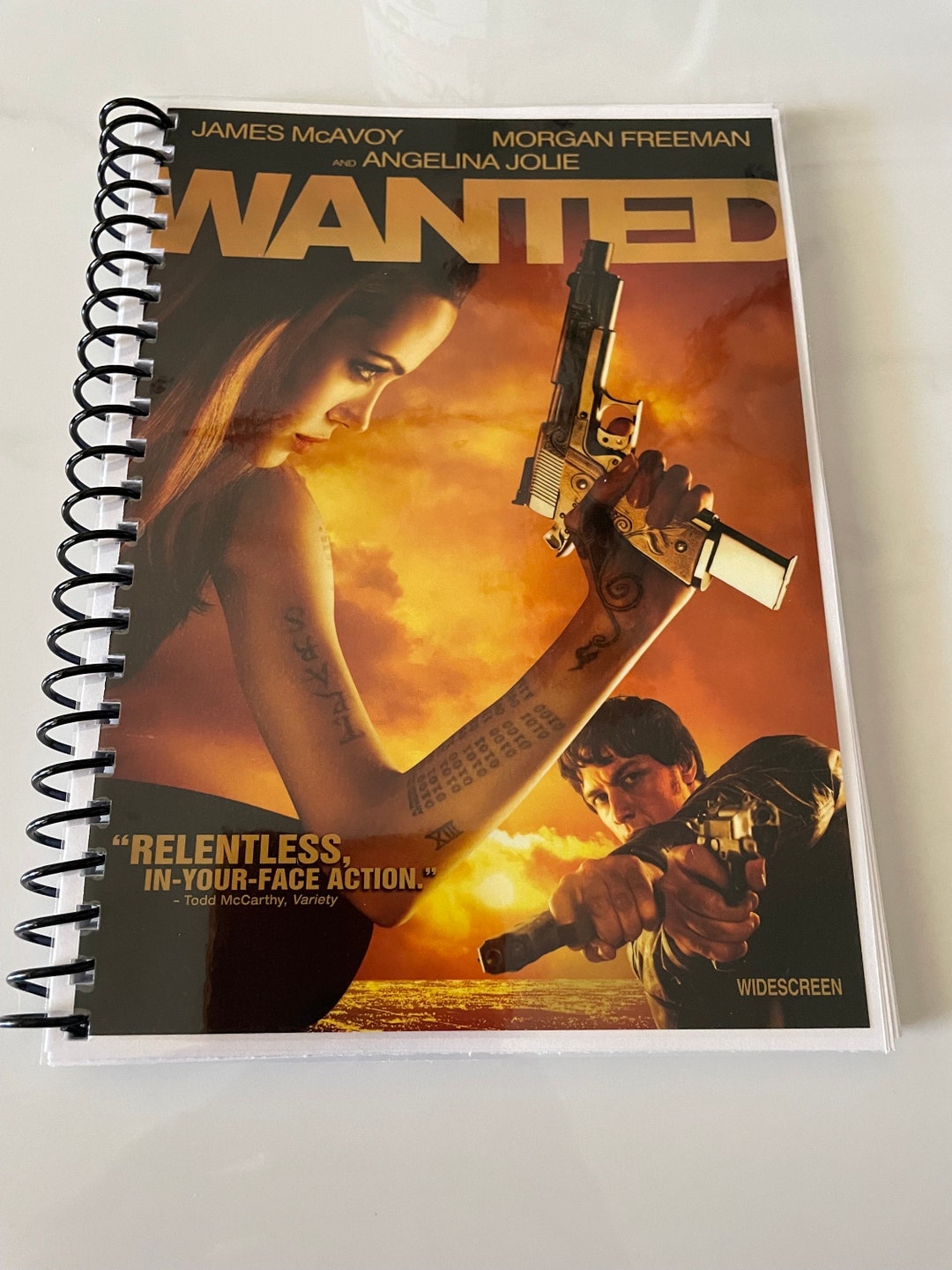 Wanted Note Book Paper Wanted Movie DVD Upcycled Spiral Bound Notebook Journal Vintage James ...