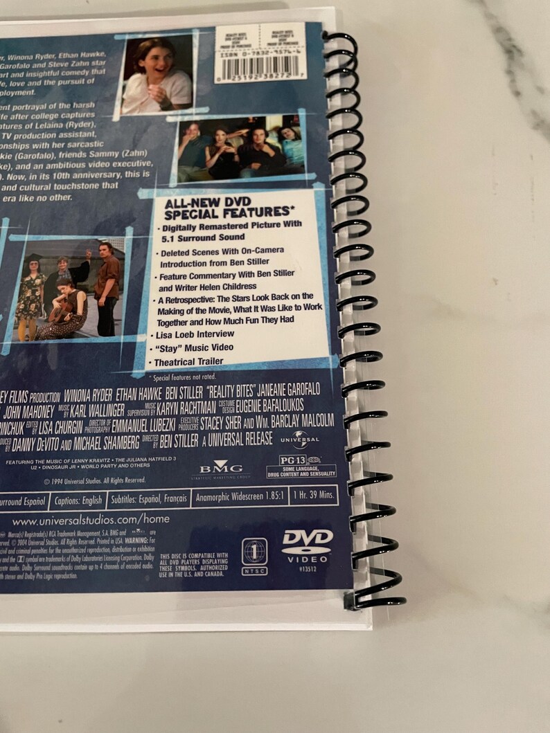 Reality Bites Movie DVD Upcycled Spiral Bound Notebook Notepad Journal ...