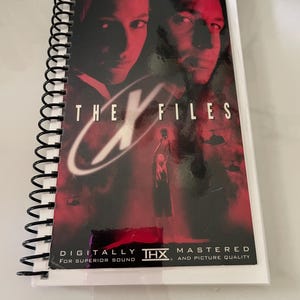 The X Files Mulder and Scully 90s Movie VHS Upcycled Spiral Bound Notebook Vintage