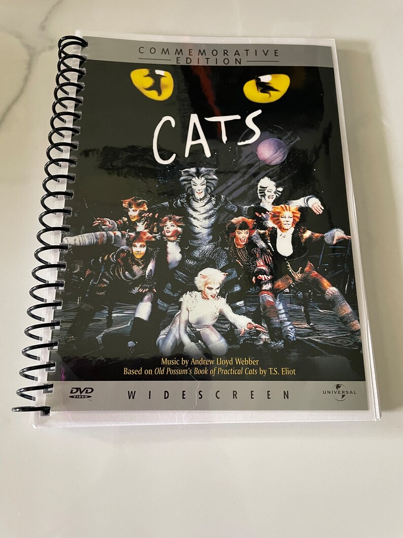Broadway Musical Cats Movie DVD Upcycled Spiral Bound Notebook Journal