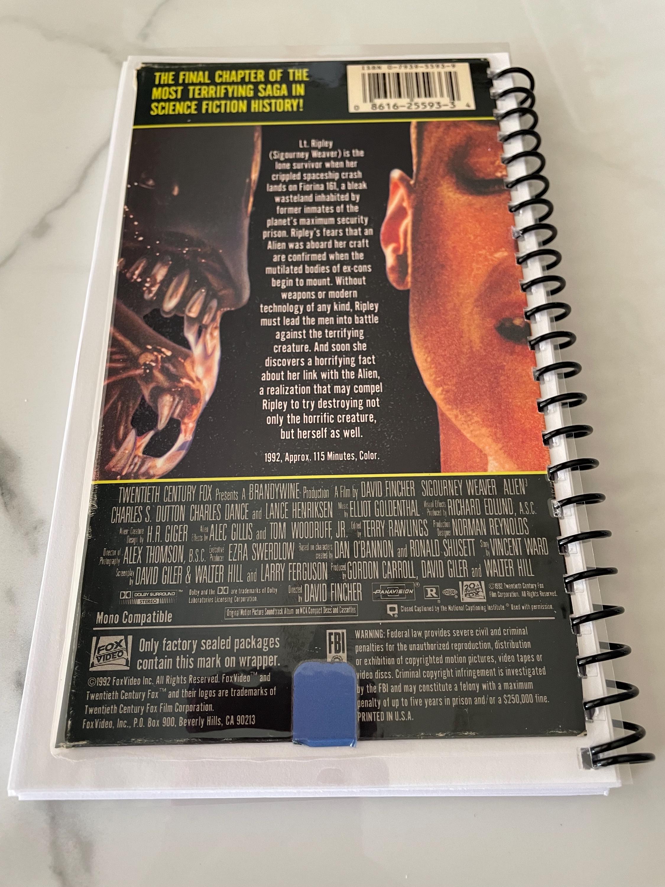 90s Alien 3 Movie VHS Video Upcycled Spiral Bound Notebook Notepad ...