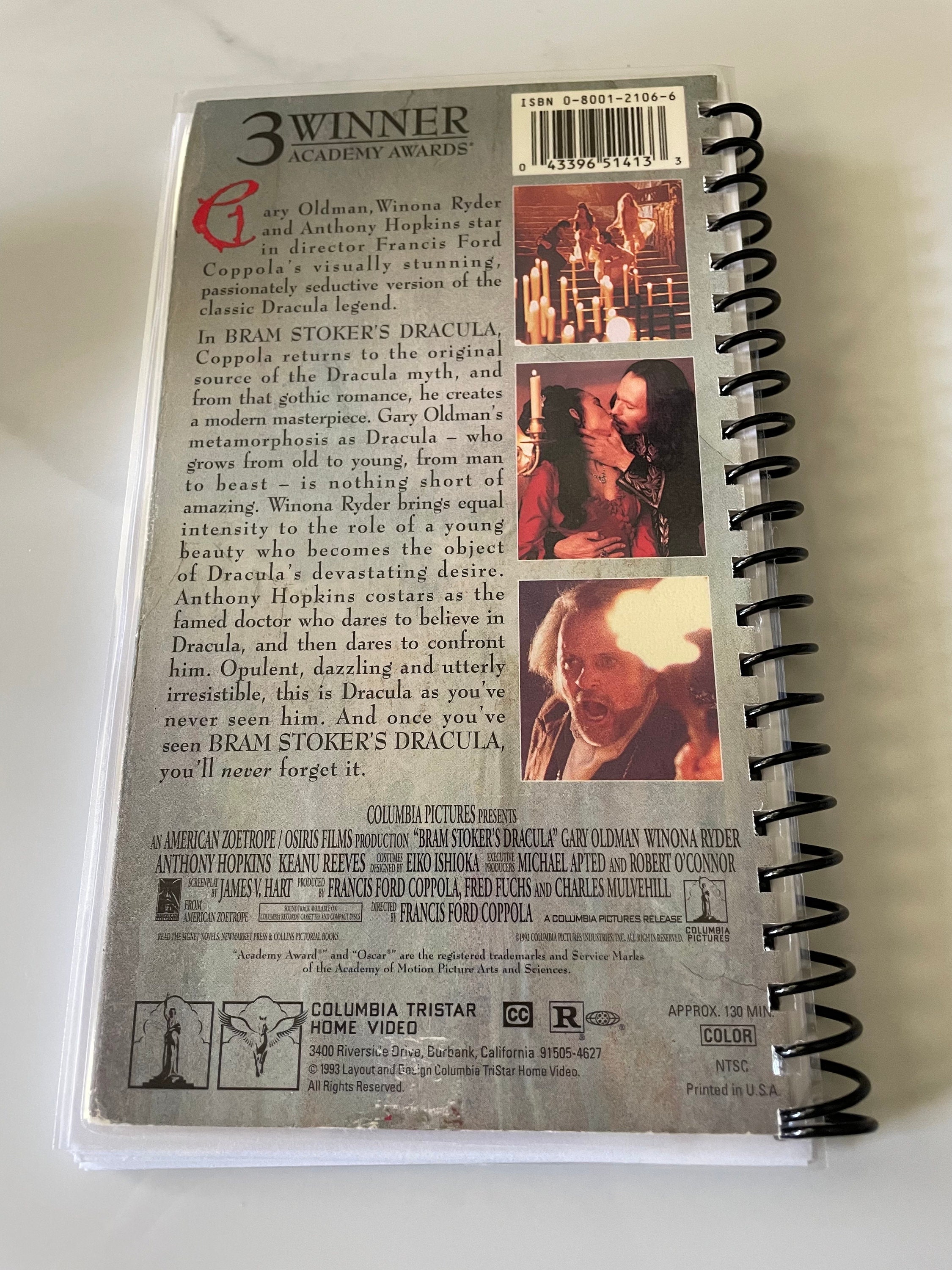 90s Dracula Movie VHS Upcycled Spiral Bound Notebook Vintage Winona ...