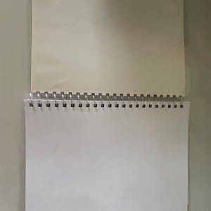 May include: A white spiral bound notebook with a clear plastic cover.