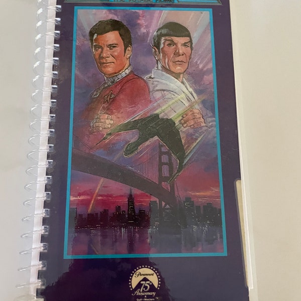 Star Trek 4 The Voyage Home VHS Upcycled Spiral Bound Notebook Vintage Captain Kirk Spock