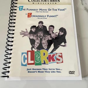 Clerks Movie Jay and Silent Bob Movie DVD Upcycled Spiral Bound Notebook Journal Vintage Gift Ideas 90s Kevin Smith