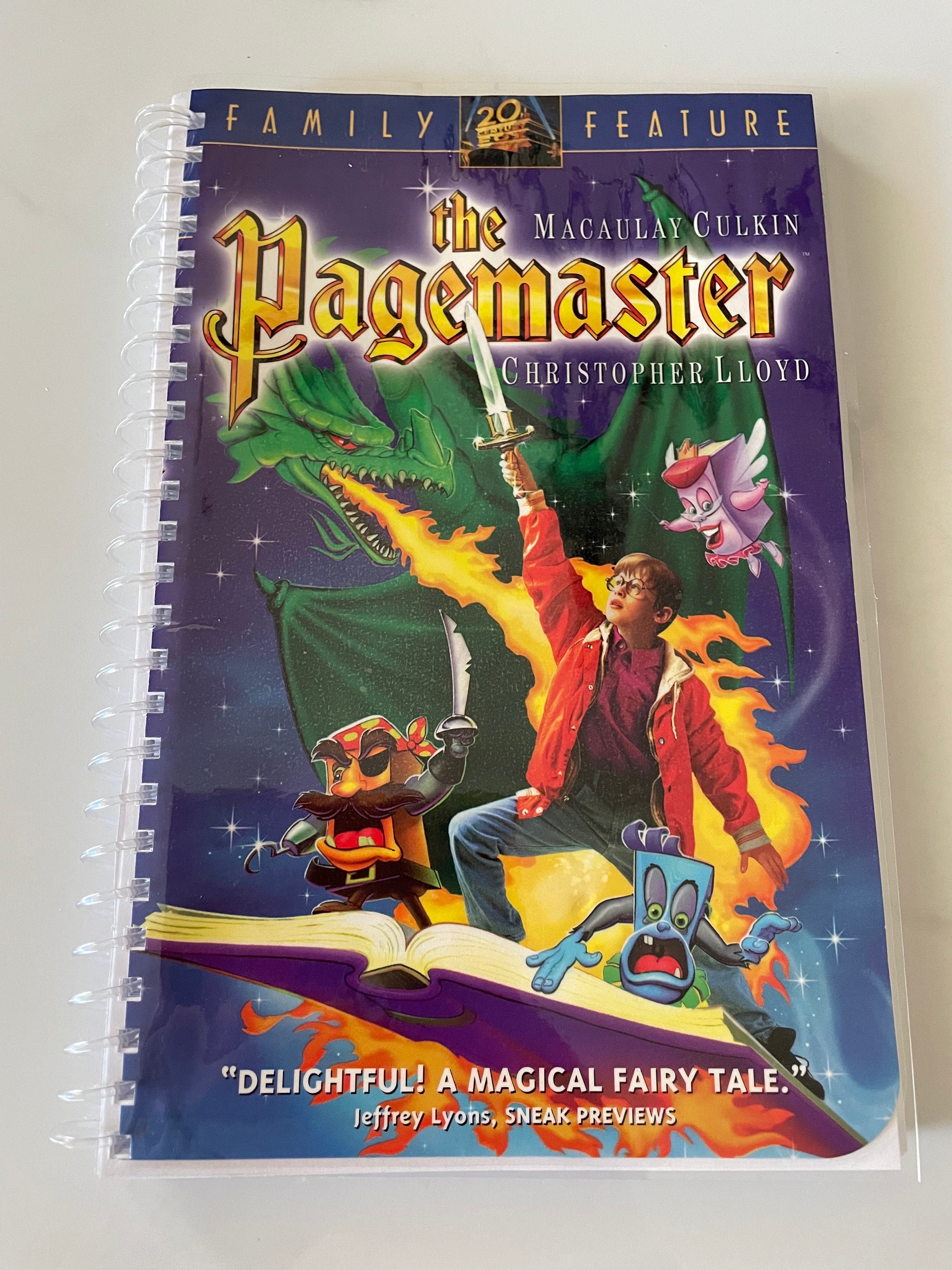 The Pagemaster 90s Movie VHS Upcycled Spiral Bound Notebook