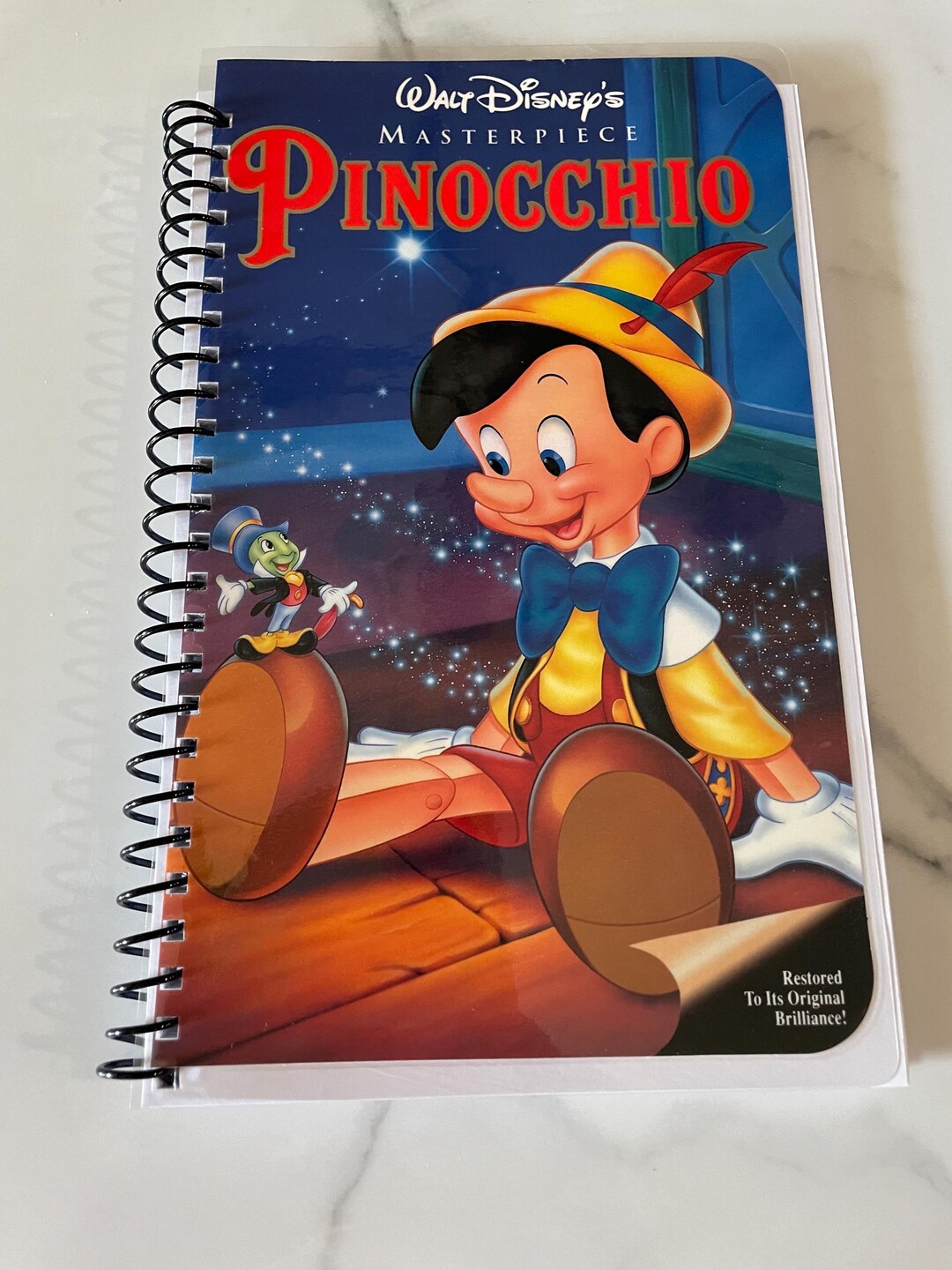 Walt Disneys Masterpiece Pinocchio Movie VHS Upcycled Spiral Bound ...
