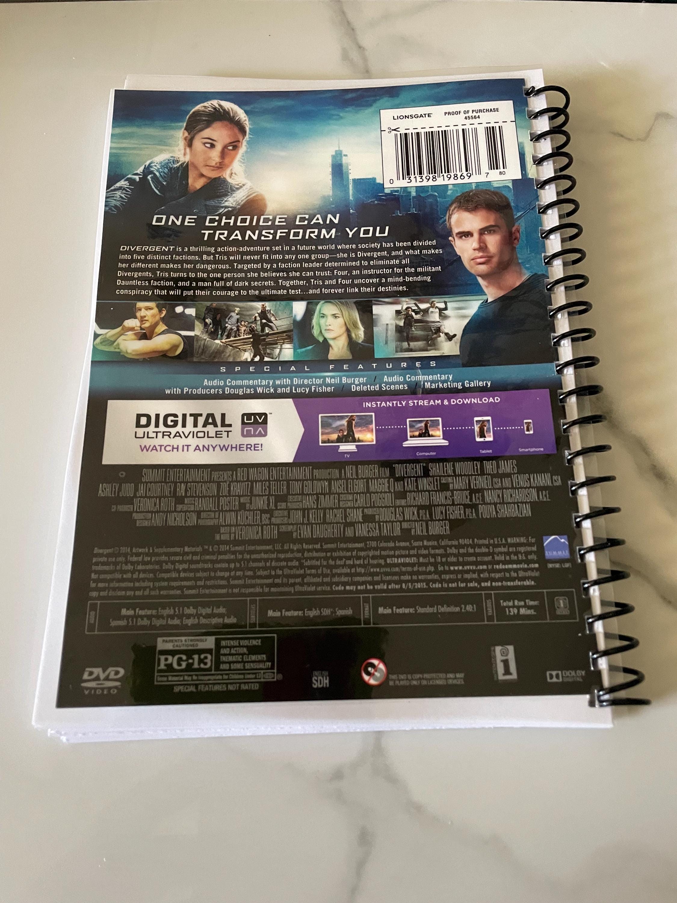 Divergent Movie DVD Upcycled Spiral Bound Notebook Journal Notepad ...