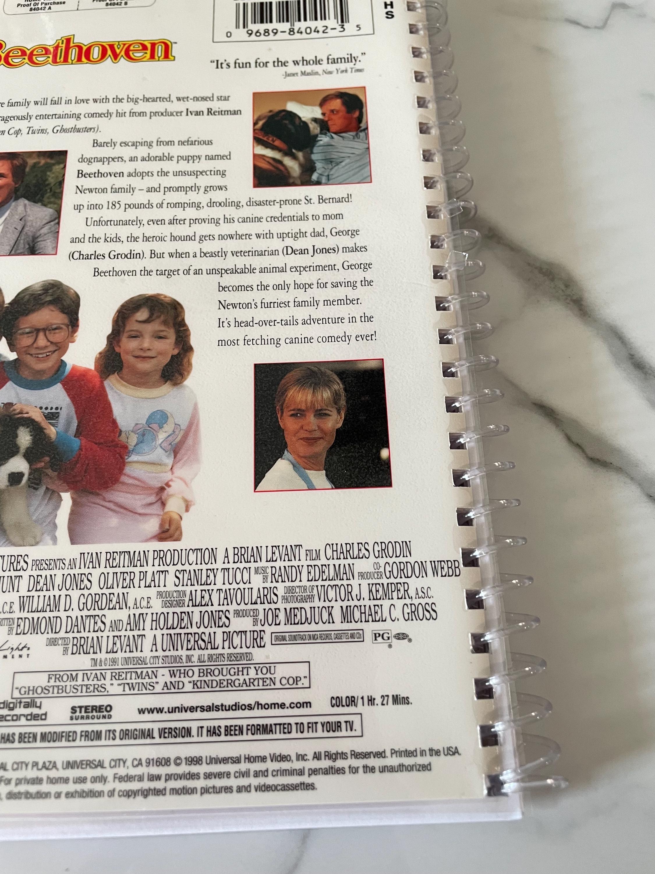 Beethoven Movie VHS Video Upcycled Spiral Bound Notebook Notepad ...