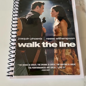 Walk the Line Movie DVD Upcycled Spiral Bound Notebook Journal Notepad Vintage Gift Ideas Johnny Cash Joaquin Phoenix Reese Witherspoon