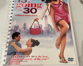 13 Going On 30 Movie DVD Upcycled Spiral Bound Notebook Notepad Journal Vintage Gift Ideas Nostalgia 2000s Jennifer Garner Mark Ruffalo