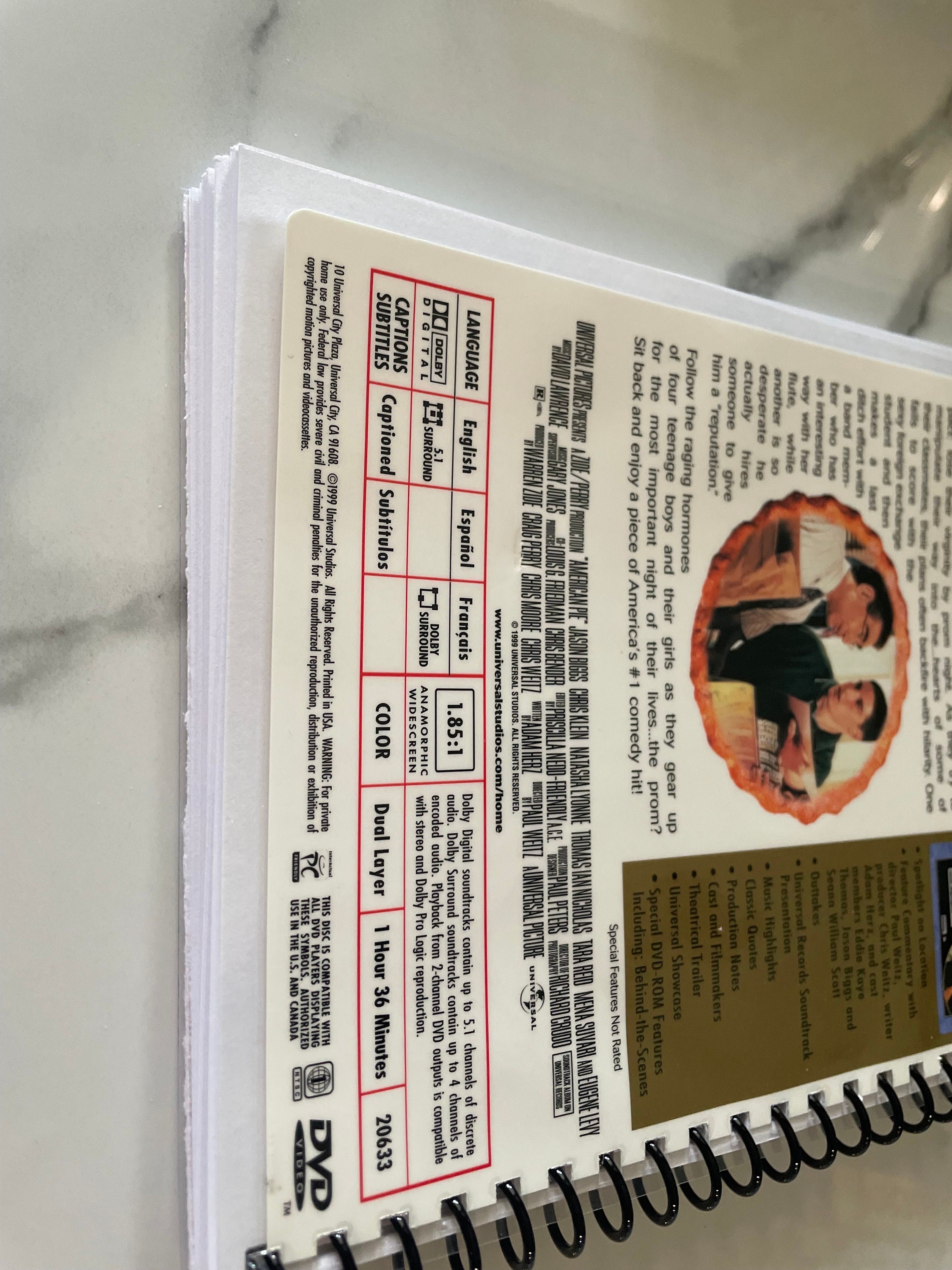 American Pie Movie DVD Upcycled Spiral Bound Notebook Journal Vintage ...