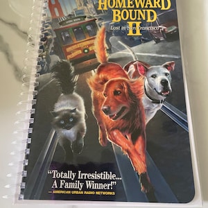 May include: A VHS tape cover for the movie Homeward Bound II: Lost in San Francisco. The cover features a red, brown, and white dog running down a street in San Francisco. The cover also features a black and white cat and a yellow streetcar. The text on the cover reads "WALT DISNEY PICTURES PRESENTS HOMEWARD BOUND II Lost in San Francisco" and "Totally Irresistible... A Family Winner!" - AMERICAN URBAN RADIO NETWORKS.