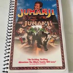 Jumanji Movie VHS Video Upcycled Spiral Bound Notebook Notepad Journal Nostalgia Vintage Retro 90s Robin Williams Kirsten Dunst Bonnie Hunt