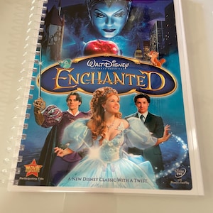 Walt Disney Enchanted Movie DVD Upcycled Spiral Bound Notebook Journal Vintage Amy Adams Patrick Dempsey James Marsden Susan Sarandon