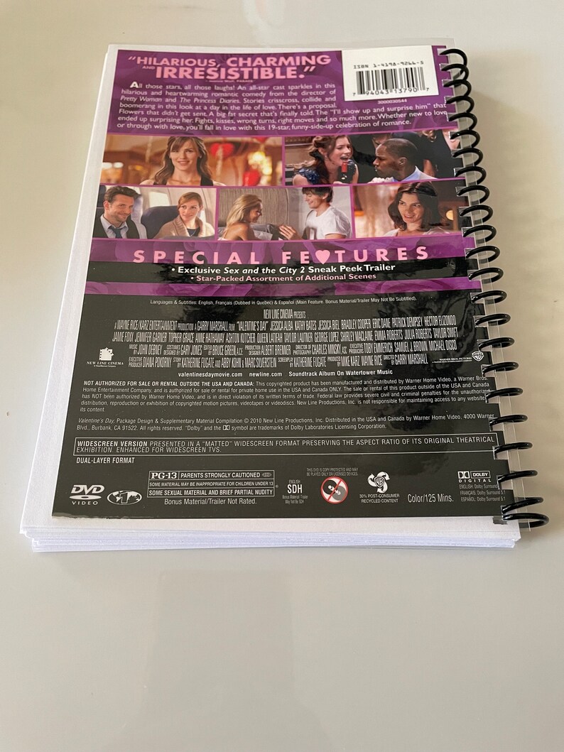 Valentines Day Movie DVD Upcycled Spiral Bound Notebook Journal Vintage Gift Ideas Taylor Swift image 7