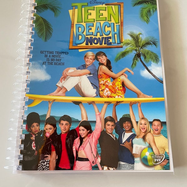 Disneys Teen Beach Movie DVD Upcycled Spiral Bound Notebook Journal Vintage Ross Lynch Maia Mitchell
