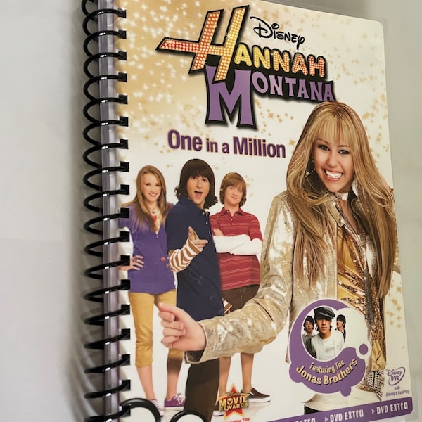 Hannah Montana One in a Million TV Show DVD Upcycled Spiral Bound Notebook Vintage Miley Cyrus Gift Idea