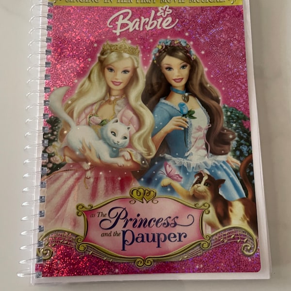 Barbie The Princess and the Pauper Movie DVD Upcycled Spiral Bound Notebook Vintage Gift Ideas