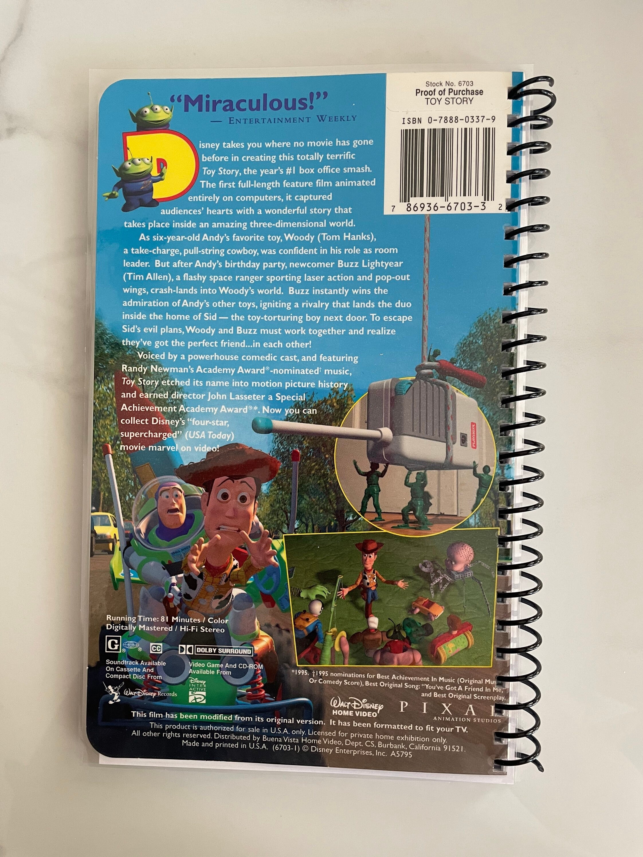 Disney Toy Story Movie 90s VHS Upcycled Spiral Bound Notebook Journal ...