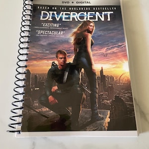 Divergent Movie DVD Upcycled Spiral Bound Notebook Journal Notepad Vintage Unique Gift Ideas Shailene Woodley Theo James Nostalgia Book