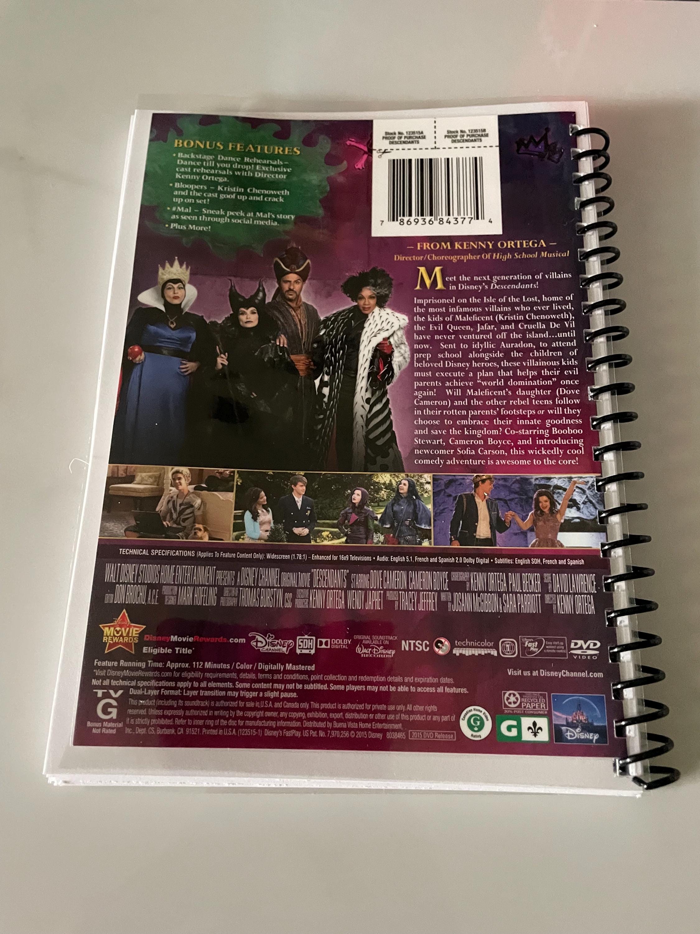 Disneys Descendants Movie DVD Upcycled Spiral Bound Notebook Journal ...