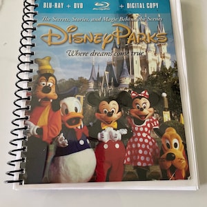 Disney Parks Movie Blu Ray DVD Upcycled Spiral Bound Notebook Journal Notepad Vintage Unique Gift Ideas Eco Friendly Mickey Mouse Retro