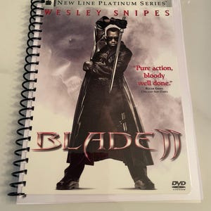Blade 2 Movie DVD Upcycled Spiral Bound Notebook Journal Notepad Nostalgia Vintage Unique Gift Ideas Wesley Snipes Vampire Marvel Comic Book