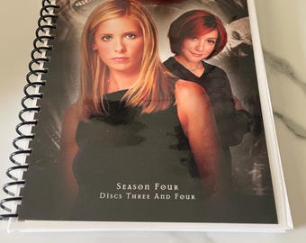 Buffy the Vampire Slayer Season 4 DVD Discs 3 & 4 Episodes 9-15 Upcycled Spiral Bound Notebook Vintage TV Show Sarah Michelle Gellar Gift