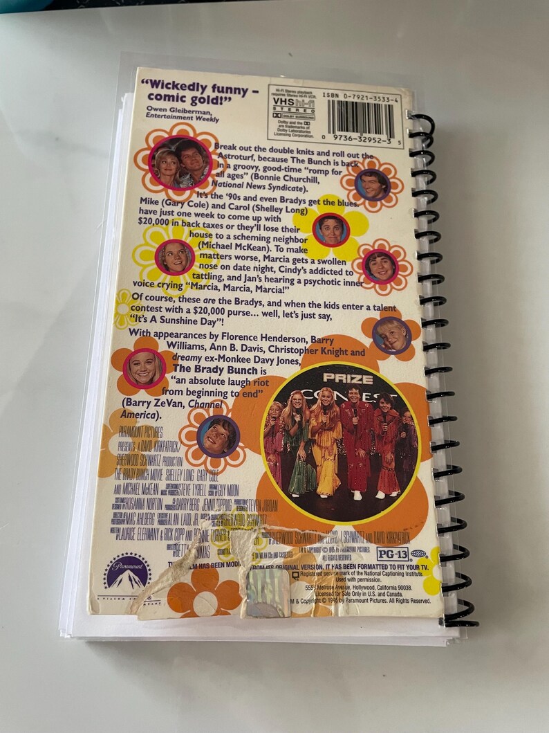 The Brady Bunch Movie VHS Video Upcycled Spiral Bound Notebook Notepad ...