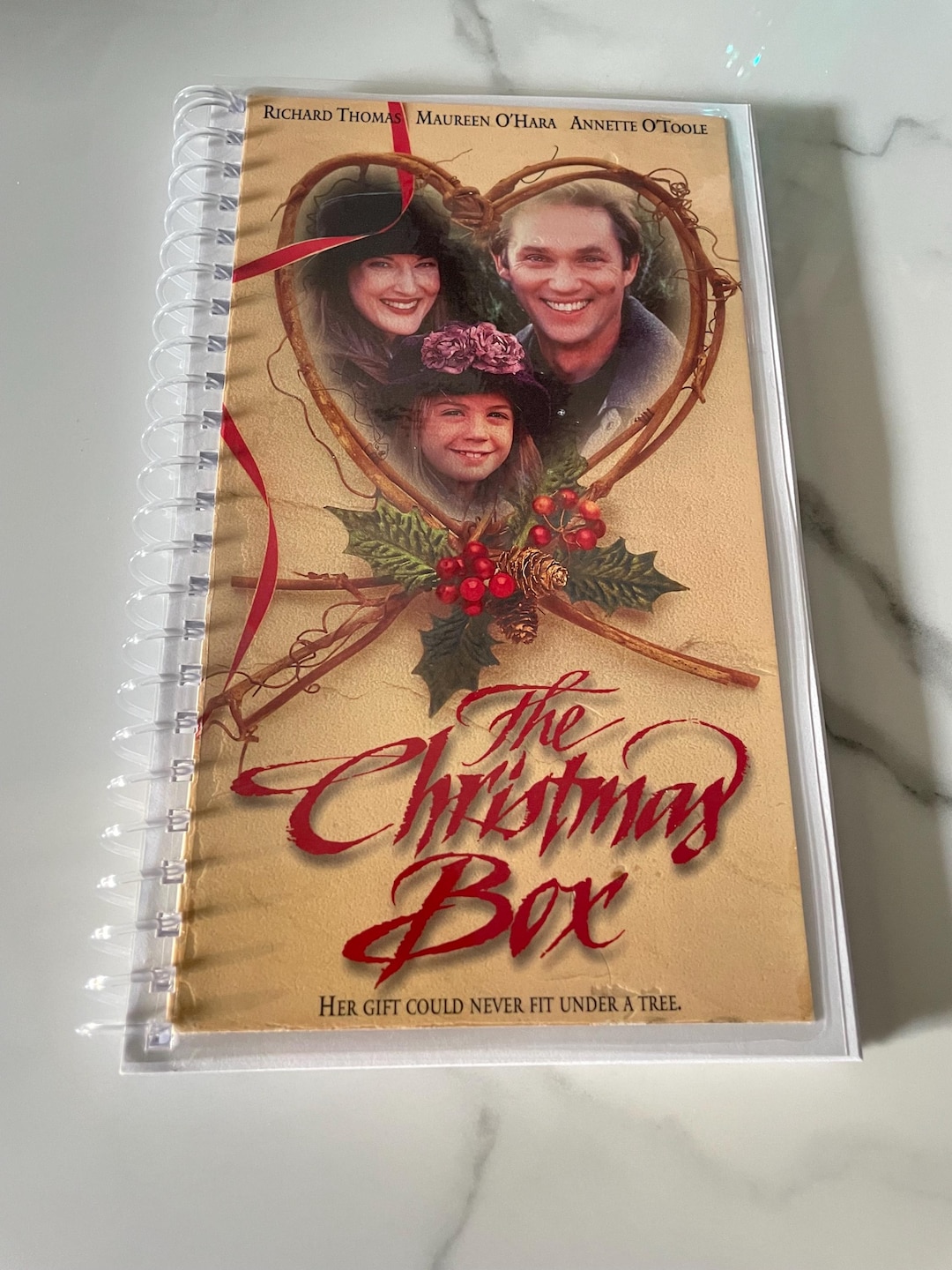 The Christmas Box Movie VHS Upcycled Spiral Bound Notebook Journal
