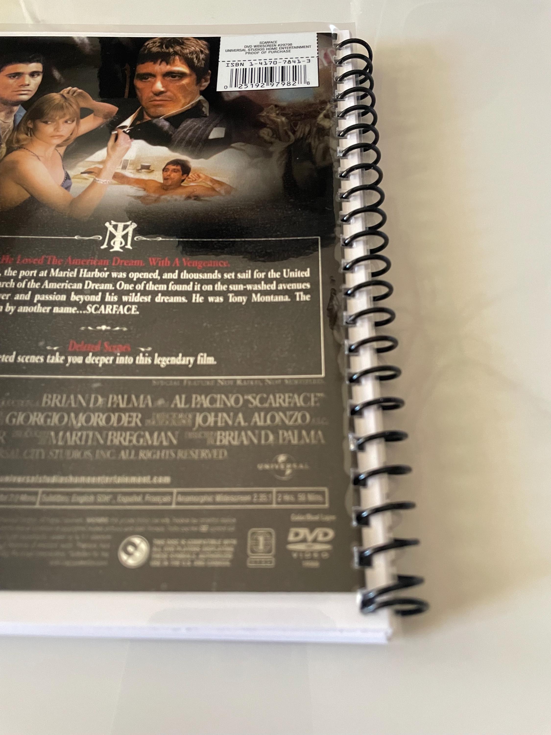 Scarface Movie 80s DVD Upcycled Spiral Bound Notebook Notepad Journal ...