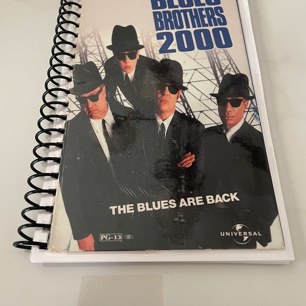 Blues Brothers 200 Movie VHS Upcycled Spiral Bound Notebook Journal Vintage Dan Aykroyd John Goodman