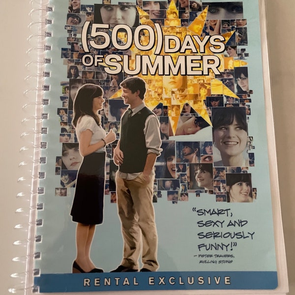 500 Days of Summer Movie DVD Joseph Gordon-Levitt Zooey Deschanel Upcycled Spiral Bound Notebook Journal Vintage Holiday Gift Guide Ideas