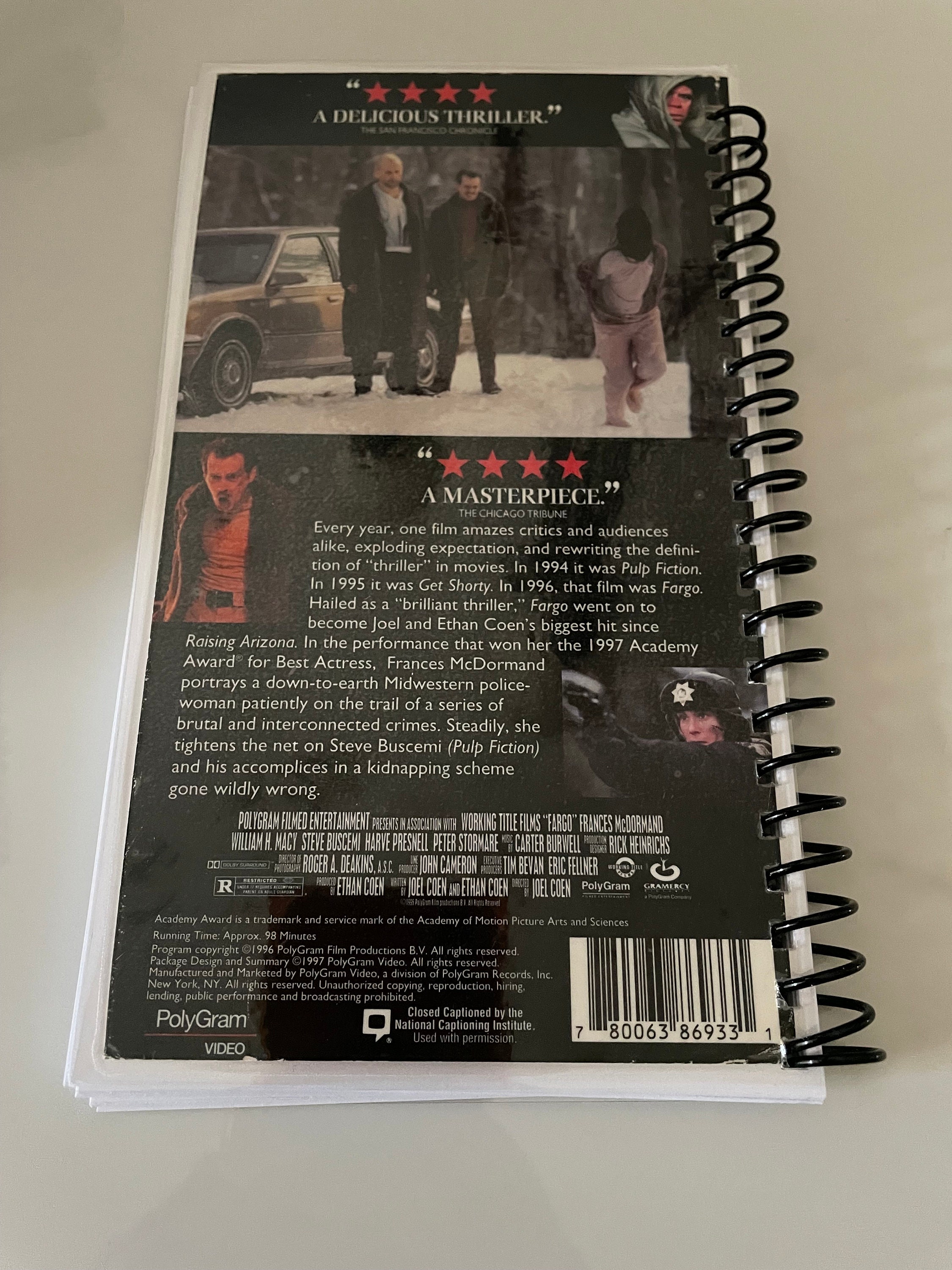 Fargo Movie 90s VHS Video Upcycled Spiral Bound Notebook Notepad ...