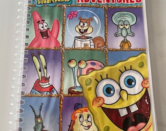 SpongeBob SquarePants “Bikini Bottom Adventures” TV Show DVD Upcycled Spiral Bound Notebook Vintage Holiday Gift Guide Ideas Nostalgia Retro