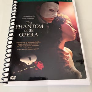 The Phantom of the Opera Movie Musical 2004 DVD Upcycled Spiral Bound Notebook Journal Notepad Unique Gift Ideas Emmy Rossum Gerard Butler