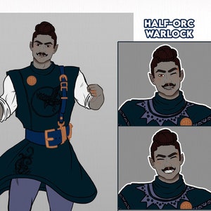 Dungeons and Dragons Adoptable Playable Character Half-Orc Raven Queen Warlock