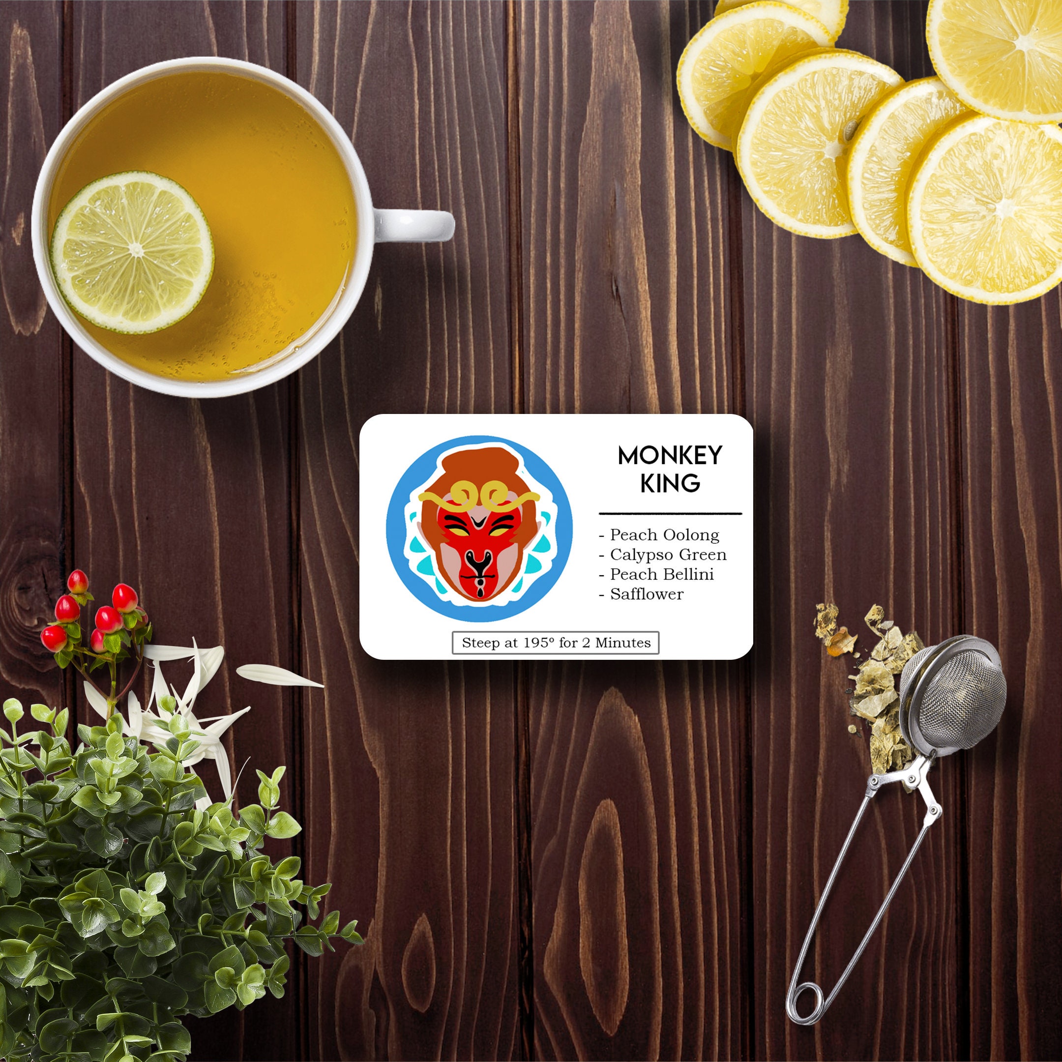 Custom Homemade Tea Blend - RetroArcade Sun Wukong Monkey King Peach Oolong Green Tea