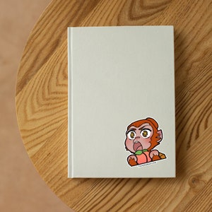 Chibi Peach Sun Wukong Monkey King Holographic Sticker 3&quot; x 3&quot;