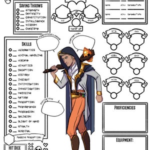 Custom Dungeons & Dragons Character Art and Sheet - Digital Commission