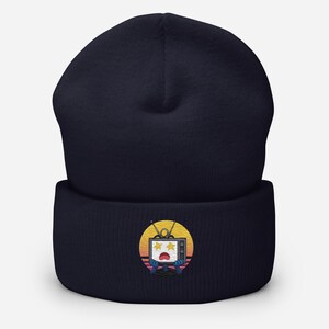 TV Head Sunset Beanie - Navy Embroidered Hat
